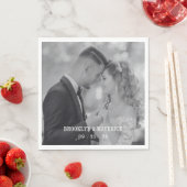 Moderne Schwarz-Weiß-Foto-Hochzeit Serviette (Beispiel)