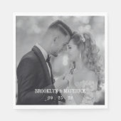 Moderne Schwarz-Weiß-Foto-Hochzeit Serviette (Vorderseite)