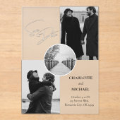 Moderne Schwarz-Weiß-Foto-Hochzeit spart das Datum Acryleinladungen (Vorderseite)