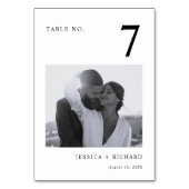 Moderne Schwarz-Weiß-Foto-Hochzeit Tischnummer (Vorderseite)