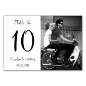Moderne Schwarz-Weiß-Foto-Hochzeit Tischnummer (Rückseite)