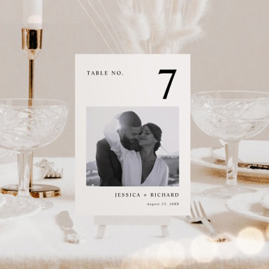 Moderne Schwarz-Weiß-Foto-Hochzeit Tischnummer