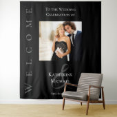 Moderne Schwarz-Weiß-Foto-Hochzeit- Wandteppich (Beispiel)