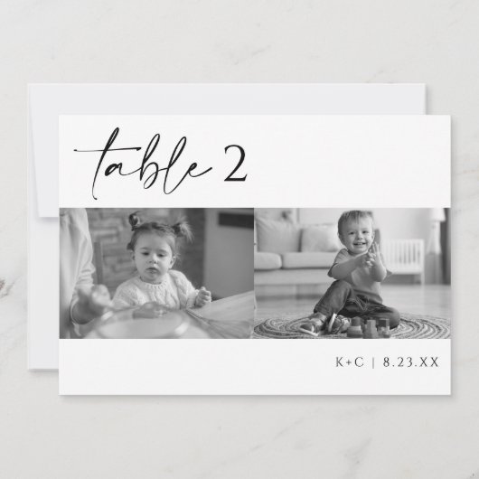 Moderne Schwarz-Weiß-Foto Hochzeiten Tischnummern (Rückseite)