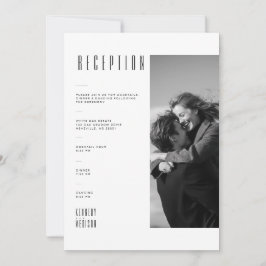 Moderne Schwarz-Weiß-Foto-Hochzeitsempfangskarte Einladung