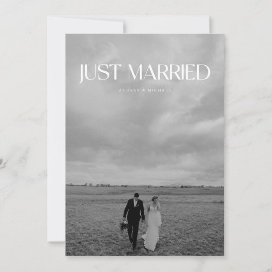 Moderne Schwarz-Weiß-Foto-Hochzeitsfeier Einladung (Vorderseite)