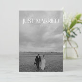 Moderne Schwarz-Weiß-Foto-Hochzeitsfeier Einladung (Stehend Vorderseite)