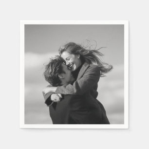 Moderne Schwarz-Weiß-Foto-Hochzeitsservietten Serviette