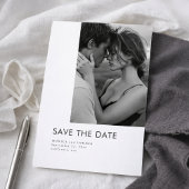 Moderne Schwarz-Weiß-Foto-Hochzeitstypografie Save The Date