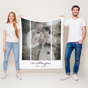Moderne Schwarz-Weiß-Foto mit personalisiertem Nam Fleecedecke