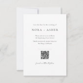 Moderne Schwarz-Weiß-Foto-QR-Code-Hochzeit Save The Date (Rückseite)
