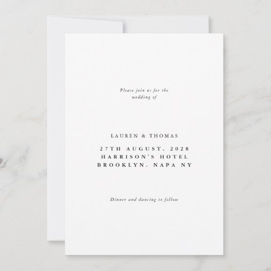 Moderne Schwarz-Weiß-Foto-Rahmen-Hochzeit Einladung (Rückseite)