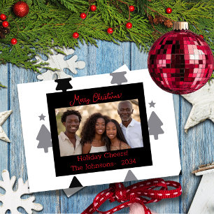 Moderne Schwarz-Weiß-Foto Weihnachtskarte Feiertagskarte