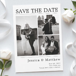 Moderne Schwarz-Weiß-Foto-Zeitungs-Hochzeit Save The Date