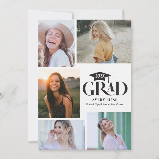 Moderne Schwarz-Weiß-Fotocollage Einladung (Vorderseite)