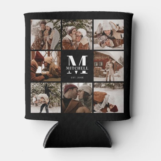 Moderne Schwarz-Weiß-Fotocollage-Keepake Dosenkühler (Vorderseite)