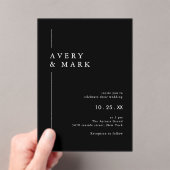 Moderne Schwarz-Weiß-Fotocollage QR Code Hochzeit Acryleinladungen (Insitu (Handheld))