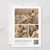 Moderne Schwarz-Weiß-Fotocollage QR Code Hochzeit Einladung (Rückseite)