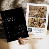 Moderne Schwarz-Weiß-Fotocollage QR Code Hochzeit Einladung