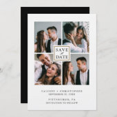 Moderne Schwarz-Weiß-FotoCollage Save the Date (Vorne/Hinten)