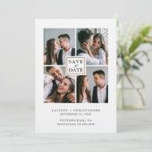 Moderne Schwarz-Weiß-FotoCollage Save the Date (Stehend Vorderseite)