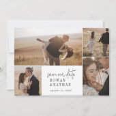 Moderne Schwarz-Weiß-FotoCollage Save The Date (Vorderseite)