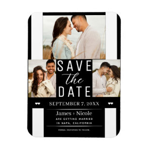 Moderne Schwarz-Weiß-Fotografie zur Hochzeit mit 3 Magnet