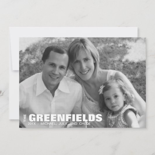 Moderne Schwarz-Weiß-Fotokarte Feiertagskarte (Vorderseite)