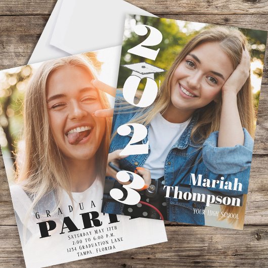 Moderne Schwarz-Weiß-Fotovorlage abschließen Einladung