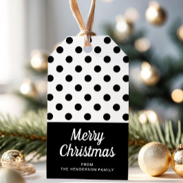 Moderne Schwarz-Weiß frohe Weihnachten Geschenkanhänger