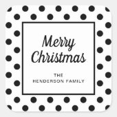 Moderne Schwarz-weiß frohe Weihnachten Quadratischer Aufkleber (Vorderseite)