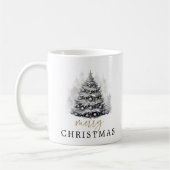 Moderne Schwarz & Weiß frohe Weihnachtsbaumfamilie Kaffeetasse (Links)