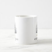 Moderne Schwarz & Weiß frohe Weihnachtsbaumfamilie Kaffeetasse (Mittel)