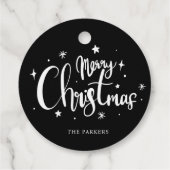 Moderne Schwarz & Weiß Frohe Weihnachtsschrift Geschenkanhänger (Rückseite)