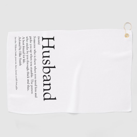 Moderne Schwarz-Weiß-Fun-Definition Golfhandtuch (Horizontal)