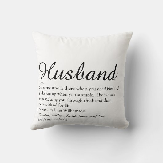 Moderne Schwarz-Weiß-Fun-Definition Kissen (Rückseite)