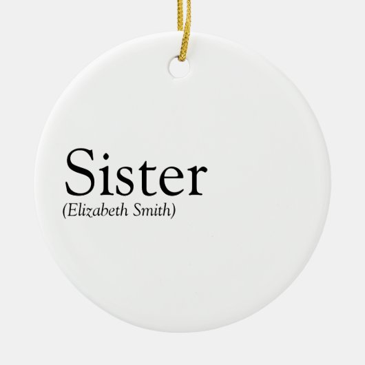 Moderne Schwarz-Weiß-Fun-Sister-Definition Keramik Ornament (Vorne)