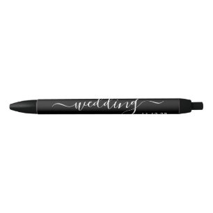 Moderne Schwarz-Weiß-Gastgeschenk Hochzeit Kugelschreiber