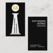 Moderne Schwarz-Weiß-Gelb-Monogramm Visitenkarte (Vorne/Hinten)