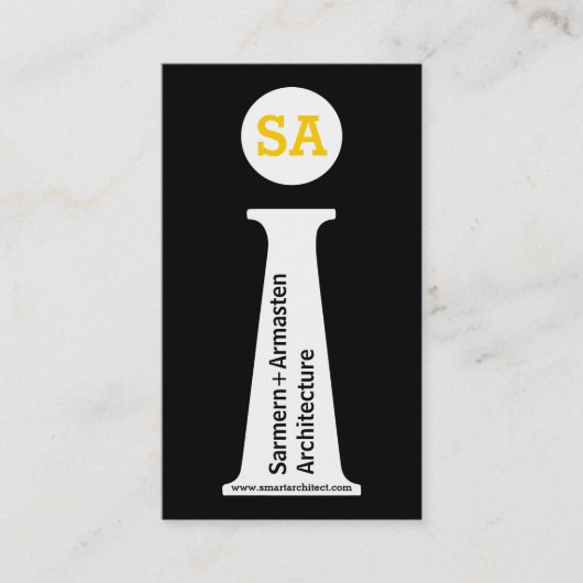 Moderne Schwarz-Weiß-Gelb-Monogramm Visitenkarte (Vorderseite)