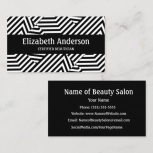Moderne Schwarz-Weiß-Geometrie für Beautician Visitenkarte