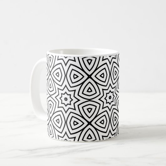Moderne Schwarz-Weiß-Geometrie Kaffeetasse (Vorderseite Links)