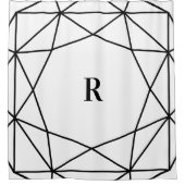 Moderne Schwarz-Weiß-Geometrie | Monogramm Duschvorhang (Vorderseite)