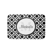 Moderne Schwarz-Weiß-Geometrie, Monogramm und Name Badematte (Vorderseite)
