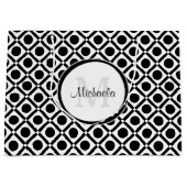 Moderne Schwarz-Weiß-Geometrie, Monogramm und Name Große Geschenktüte (Vorderseite)
