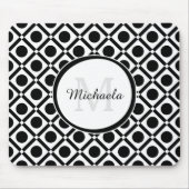 Moderne Schwarz-Weiß-Geometrie, Monogramm und Name Mousepad (Vorne)
