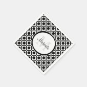 Moderne Schwarz-Weiß-Geometrie, Monogramm und Name Serviette (Ecke)