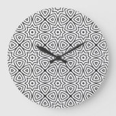 Moderne Schwarz-Weiß-Geometrie-Muster Große Wanduhr (Vorderseite)