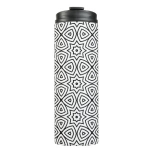 Moderne Schwarz-Weiß-Geometrie-Muster Thermosbecher