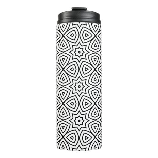 Moderne Schwarz-Weiß-Geometrie-Muster  Thermosbecher (Vorderseite)